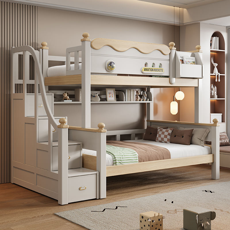 Modern multifunctional solid wood children’s bunk beds
