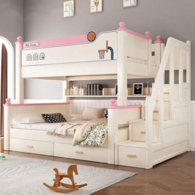 Modern multifunctional solid wood children’s bunk beds
