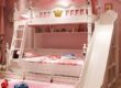 Pink multifunctional wooden bunk beds for girls