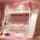 Pink multifunctional wooden bunk beds for girls