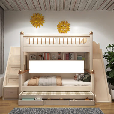 Kids Wooden Bunk Beds Bedroom Furniture Set