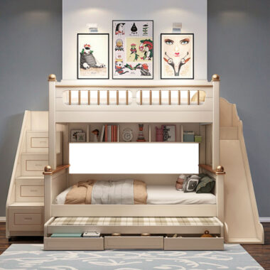 Kids Wooden Bunk Beds Bedroom Furniture Set