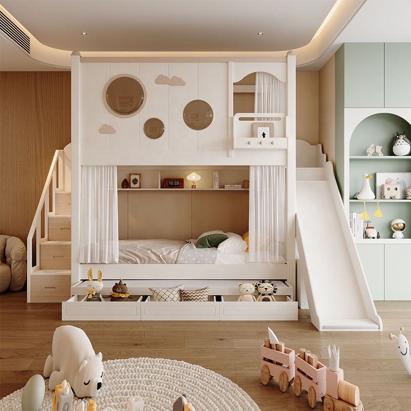 High Quality Durable Wooden Bunk Bed for Kids Bedroom