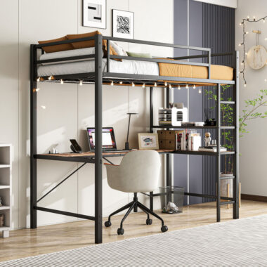 Durable Modern Metal Loft Bed with Minimalist Design