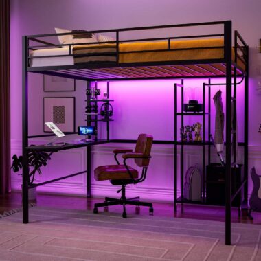 Durable Modern Metal Loft Bed with Minimalist Design