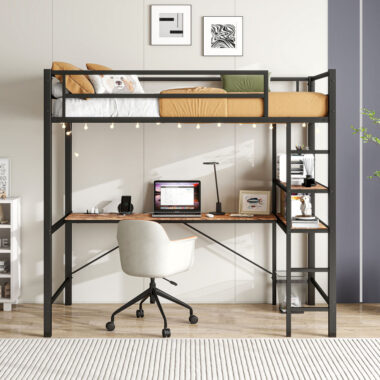 Durable Modern Metal Loft Bed with Minimalist Design