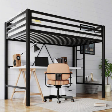 Durable Modern Metal Loft Bed with Minimalist Design