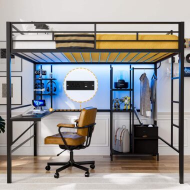 Durable Modern Metal Loft Bed with Minimalist Design