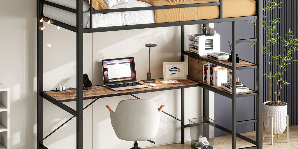 Durable Modern Metal Loft Bed with Minimalist Design