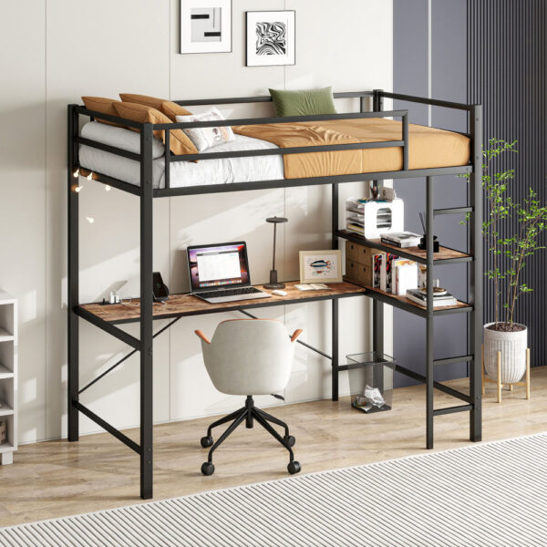 Durable Modern Metal Loft Bed with Minimalist Design