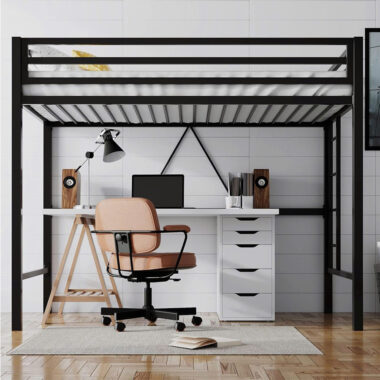 Durable Modern Metal Loft Bed with Minimalist Design