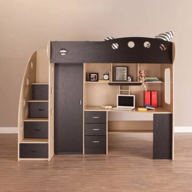 Multifunctional Kids Loft Bed with Desk and Wardrobe
