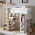 Multifunctional Kids Loft Bed with Storage Wardrobe