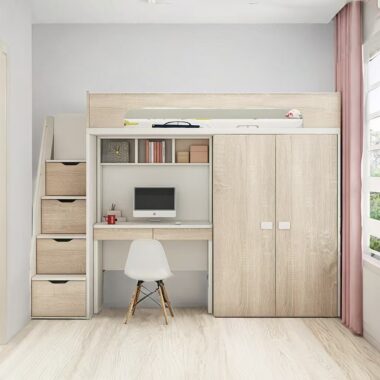 Wooden Loft Bed for Kids Bedroom Furniture