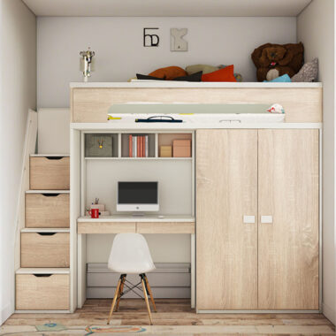 Wooden Loft Bed for Kids Bedroom Furniture