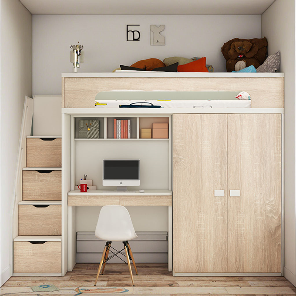 Wooden Loft Bed for Kids Bedroom Furniture