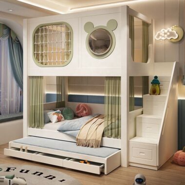 New Design Luxury Wooden Bunk Bed for Kids Bedroom