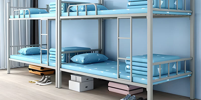 Modern Metal Bunk Bed with Ladder for School and Home