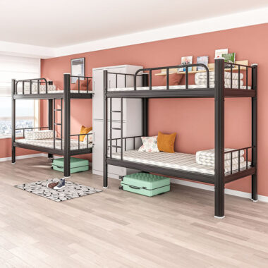 Modern Metal Bunk Bed with Ladder for School and Home