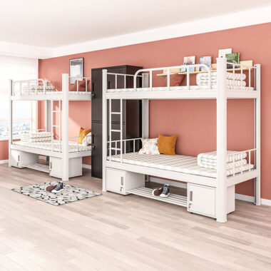 Modern Metal Bunk Bed with Ladder for School and Home