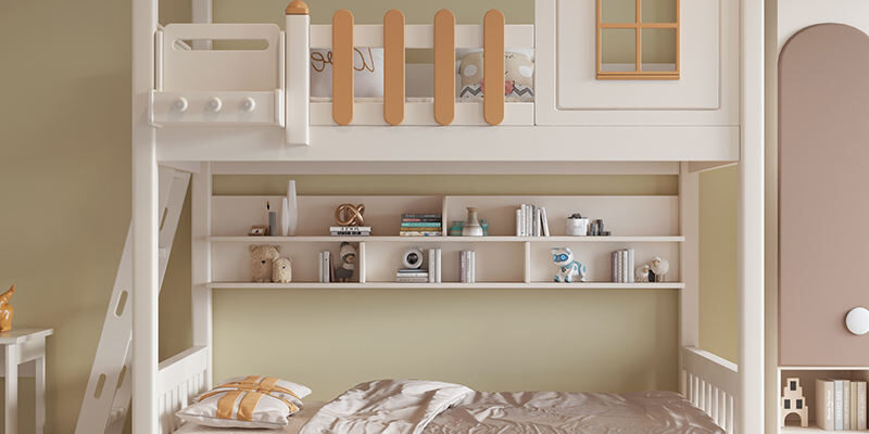 Modern Wooden Bunk Bed for Kids Bedroom Furniture