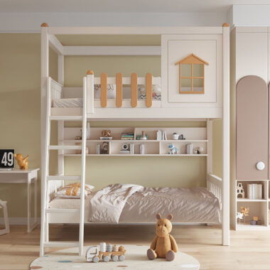 Modern Wooden Bunk Bed for Kids Bedroom Furniture