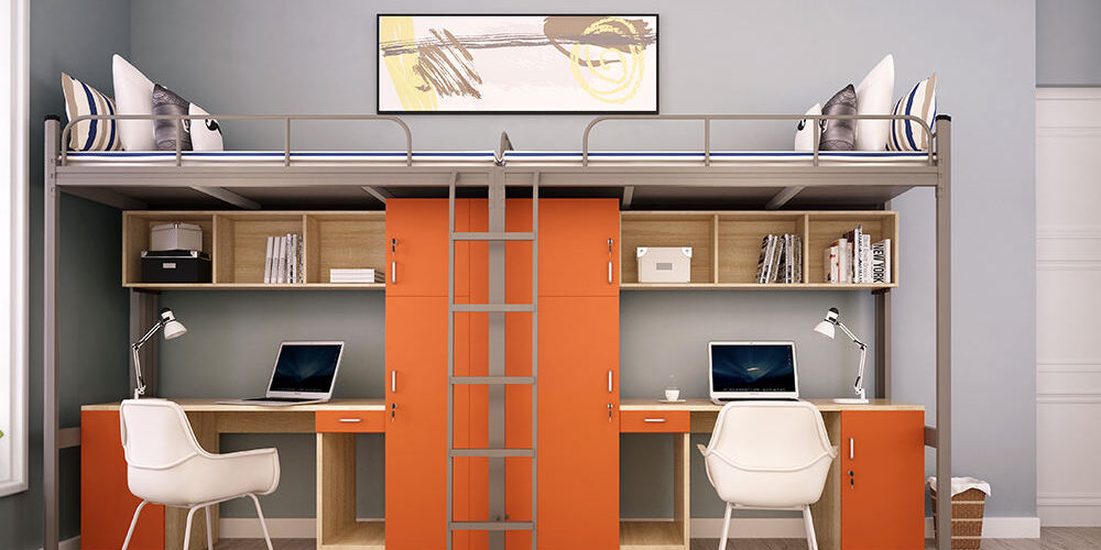 Space Saving Modern Metal Loft Bed for Adults