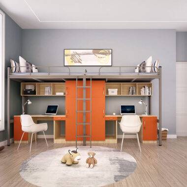 Space Saving Modern Metal Loft Bed for Adults