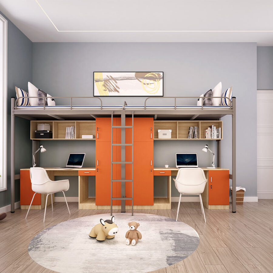 Space Saving Modern Metal Loft Bed for Adults