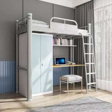 Space Saving Modern Metal Loft Bed for Adults