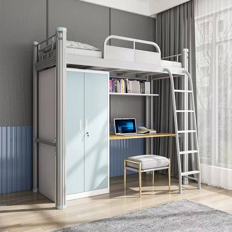 Space Saving Modern Metal Loft Bed for Adults