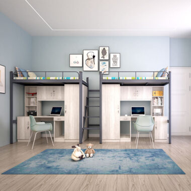 Space Saving Modern Metal Loft Bed for Adults