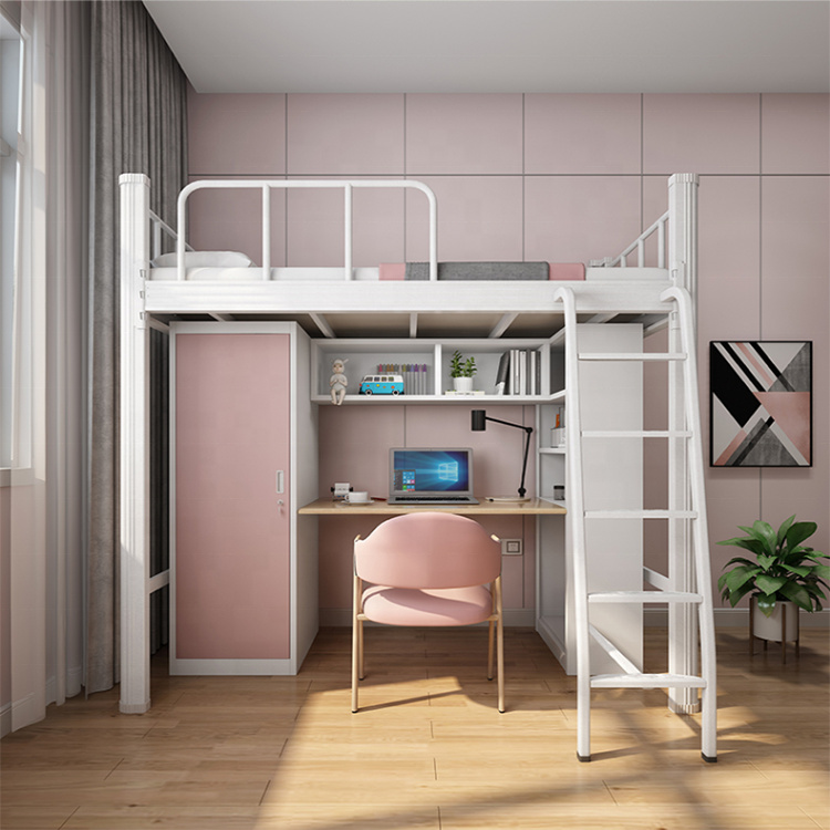 Space Saving Modern Metal Loft Bed for Adults