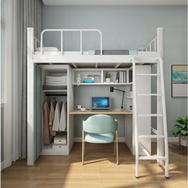 Space Saving Modern Metal Loft Bed for Adults