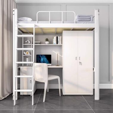 Modern Space-Saving Loft Bed for University Dormitory
