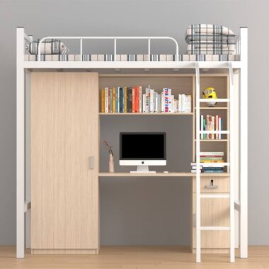 Modern Space-Saving Loft Bed for University Dormitory