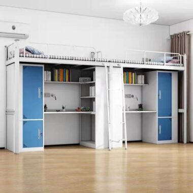 Modern Space-Saving Loft Bed for University Dormitory