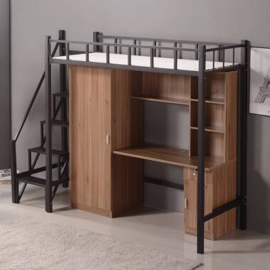 Modern Space-Saving Loft Bed for University Dormitory