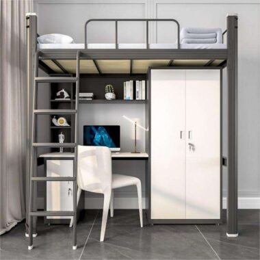 Modern Space-Saving Loft Bed for University Dormitory