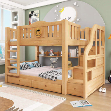 Wooden Bunk Bed for Kids and Teenagers