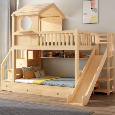 Wooden Bunk Bed for Kids and Teenagers