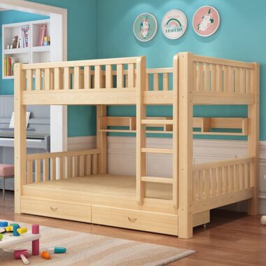 Modern Solid Wood Thickened Bunk Bed for Adults and Kids