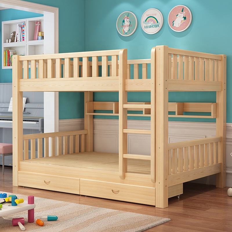 Modern Solid Wood Thickened Bunk Bed for Adults and Kids