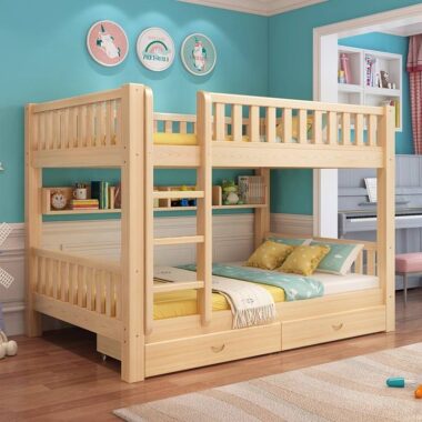 Modern Solid Wood Thickened Bunk Bed for Adults and Kids