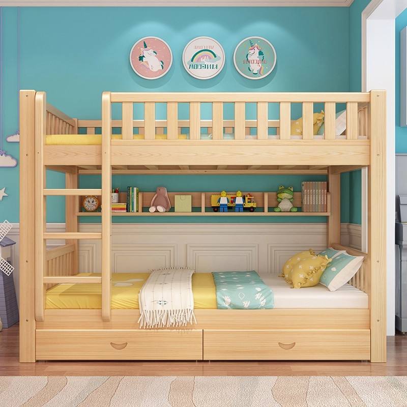 Modern Solid Wood Thickened Bunk Bed for Adults and Kids