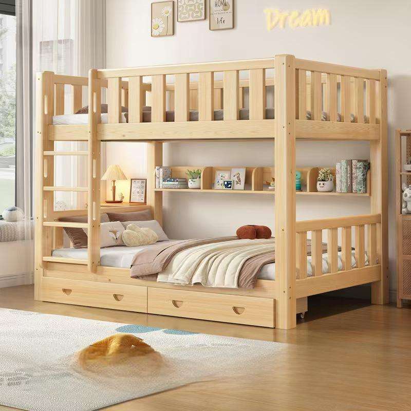 Modern Solid Wood Thickened Bunk Bed for Adults and Kids