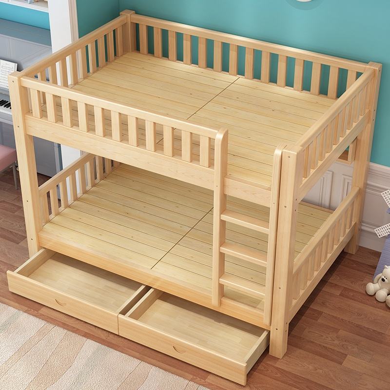 Modern Solid Wood Thickened Bunk Bed for Adults and Kids