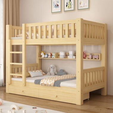 Modern Solid Wood Thickened Bunk Bed for Adults and Kids