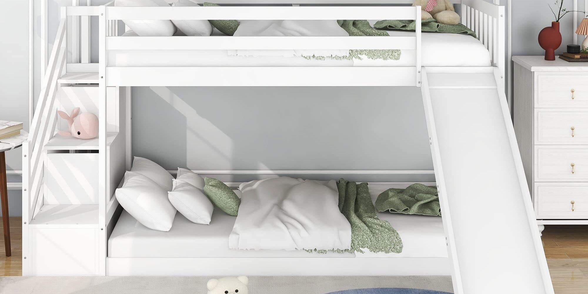 Modern Design Wooden Bunk Bed with Slide for Kids