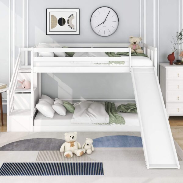 Modern Design Wooden Bunk Bed with Slide for Kids